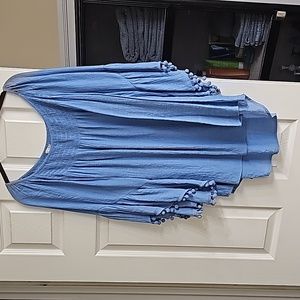 Blue blouse with butterfly sleeves